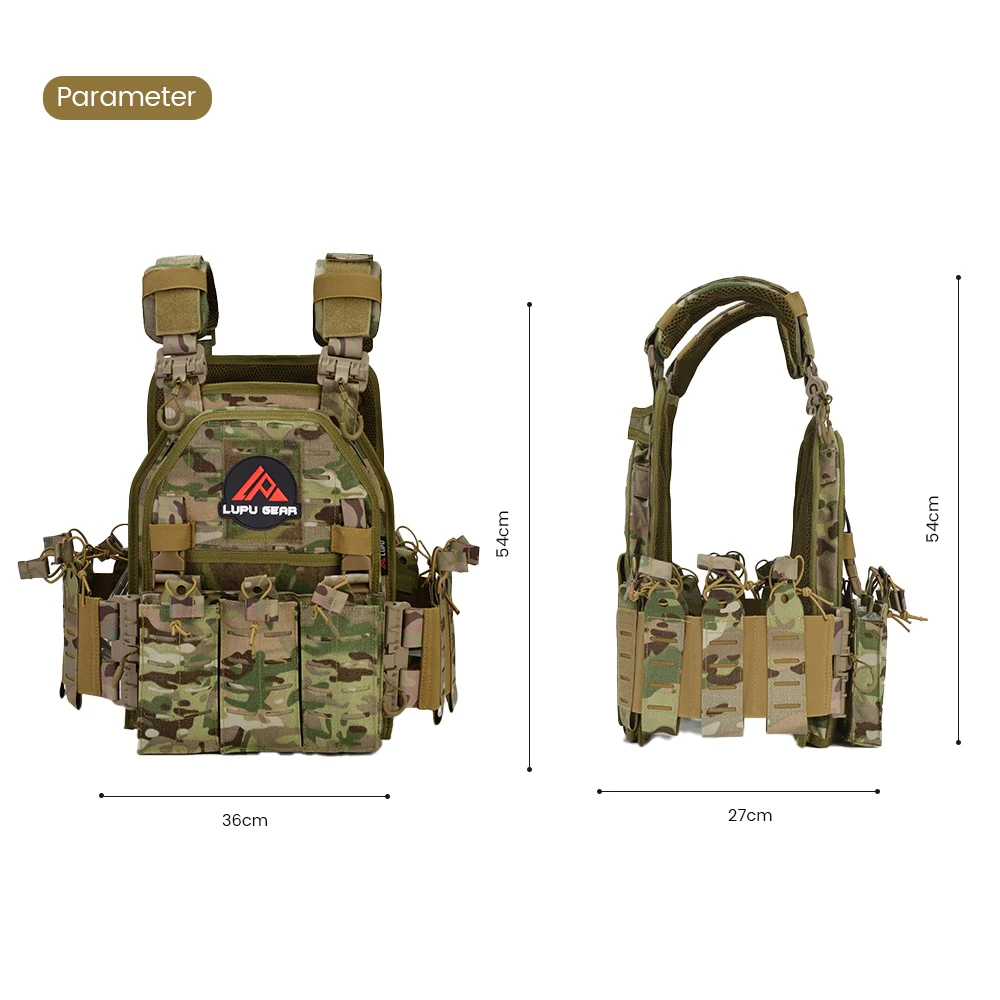 LUPU-1000D-Nylon-Camo-Molle-Plate-Carrier-Vest-LP1418-Size LUPU 1000D Nylon Camo Molle Plate Carrier Vest LP1418 Size
