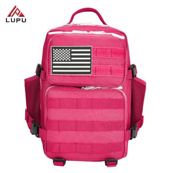 LUPU 12L Rose Red Tactical Gym Backpack Small with Molle System - Durable Oxford Fabric (HY8095)