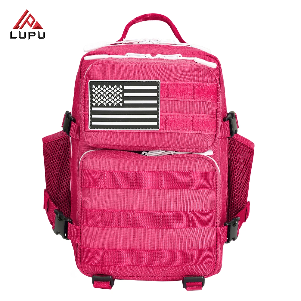 LUPU 12L Rose Red Tactical Gym Backpack Small with Molle System - Durable Oxford Fabric (HY8095)