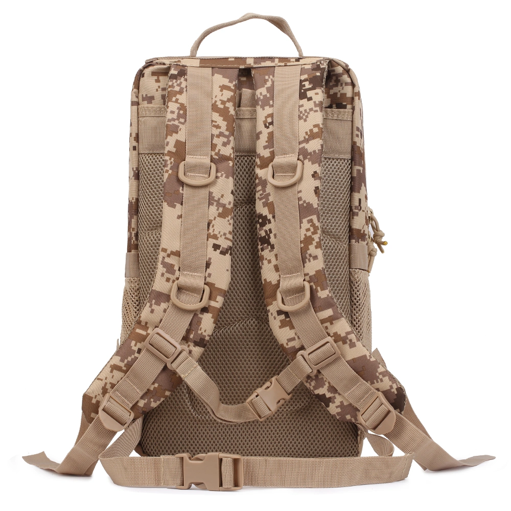 LUPU-Molle-3P-Tactical-Packs-BL020-Rear-Strap LUPU BL020 tactical backpack rear view, focusing on the ergonomic shoulder strap system featuring reinforced bartack-stitched triangular anchor points for maximum load-bearing durability.