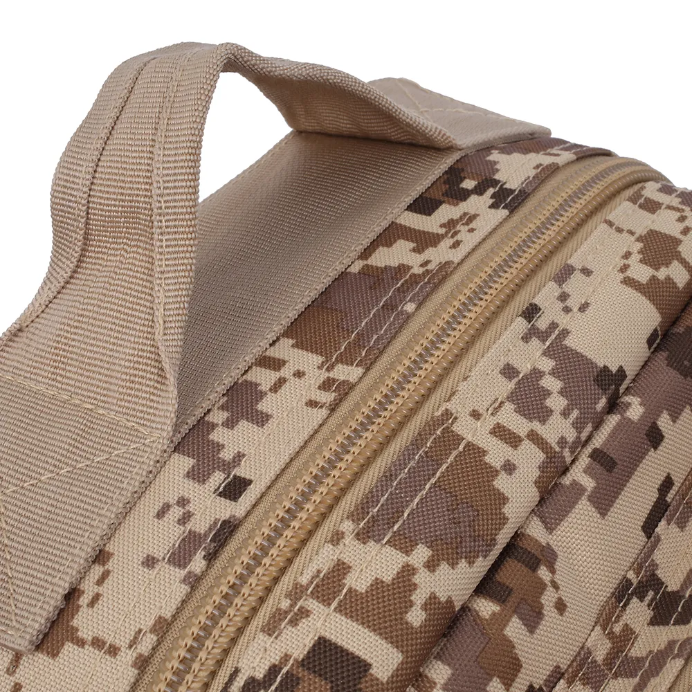 LUPU BL020 3P tactical backpack top handle view, showcasing heavy-duty, reinforced stitching designed for rapid deployment and secure, comfortable carrying in high-intensity environments.
