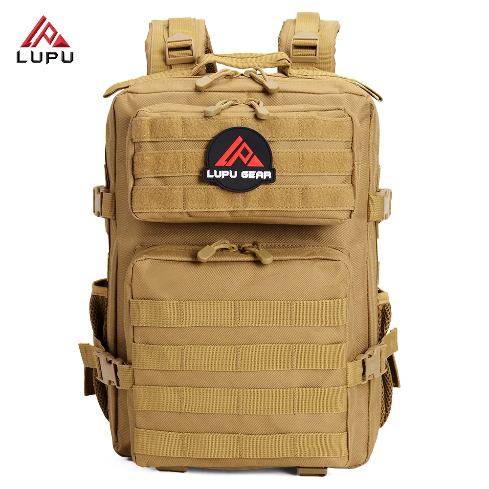 Front view of LUPU LP1394-1 water-resistant Oxford Molle tactical EDC assault packs for factory OEM customization and bulk wholesale.