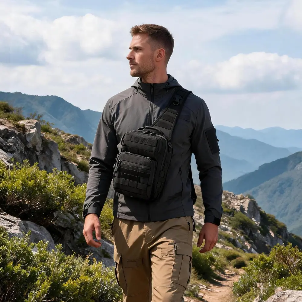 LUPU-900D-Oxford-Black-Tactical-Sling-Bag-BL102-Model-Showcase LUPU 900D Oxford Black Tactical Sling Bag BL102 Model Showcase