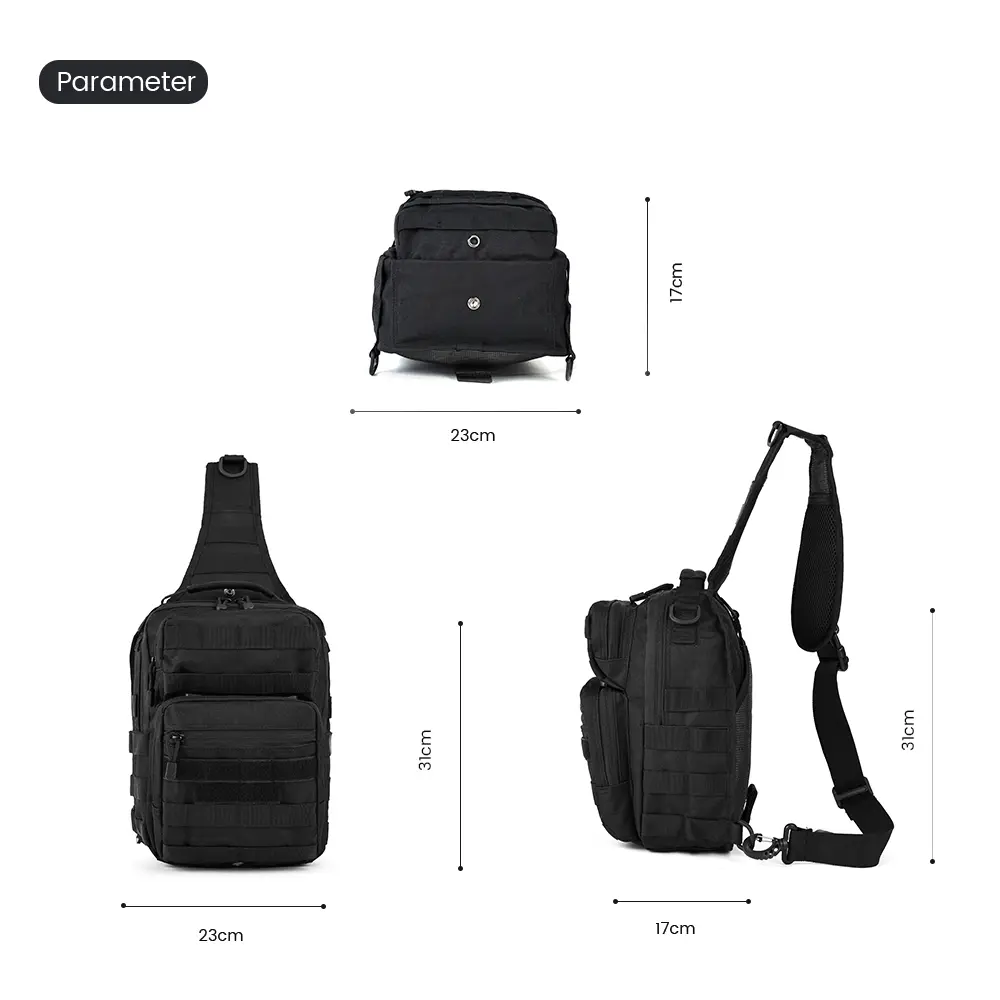 LUPU-900D-Oxford-Black-Tactical-Sling-Bag-BL102-Size-Chart LUPU 900D Oxford Black Tactical Sling Bag BL102 Size Chart